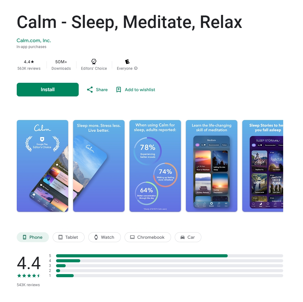Calm reviews google play