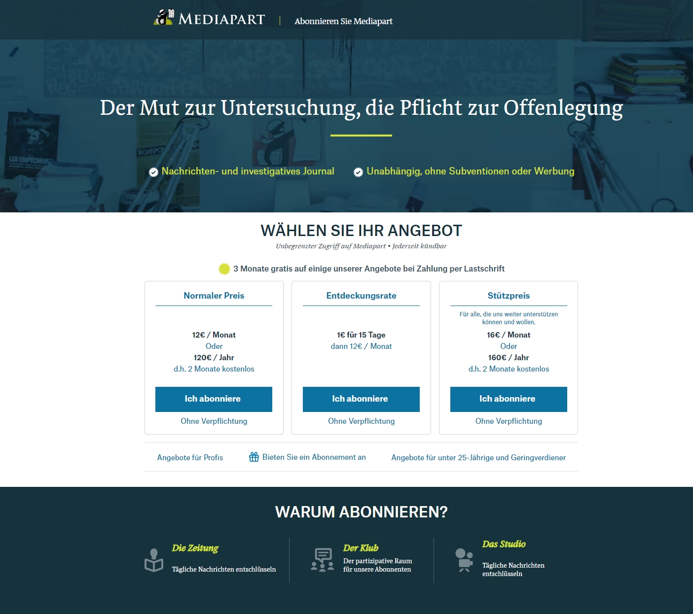 Mediapart-Abonnementpreis