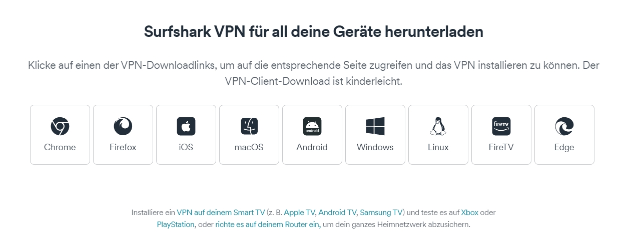 Surfshark-Geräte-Apps