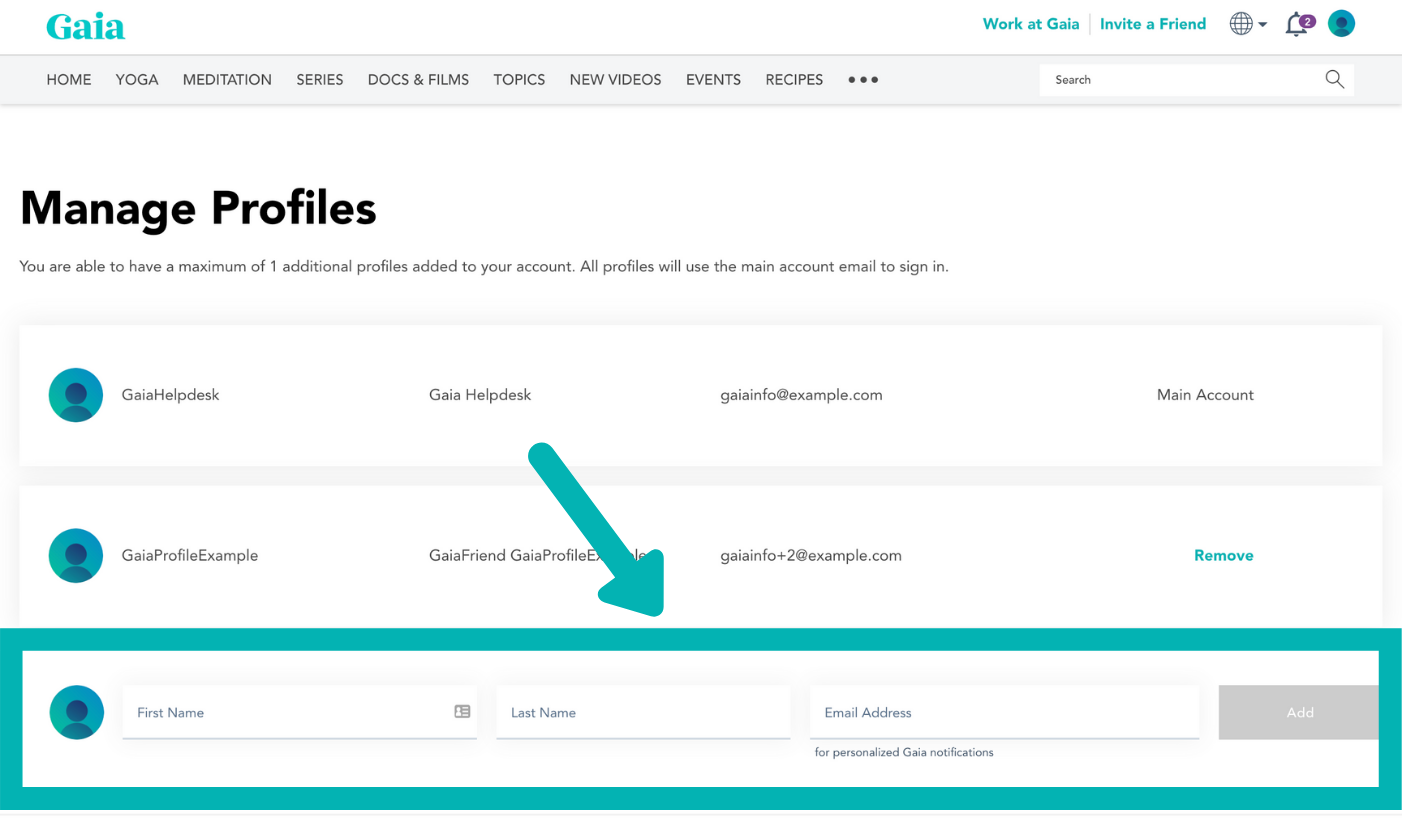 add-user-profile on Gaia