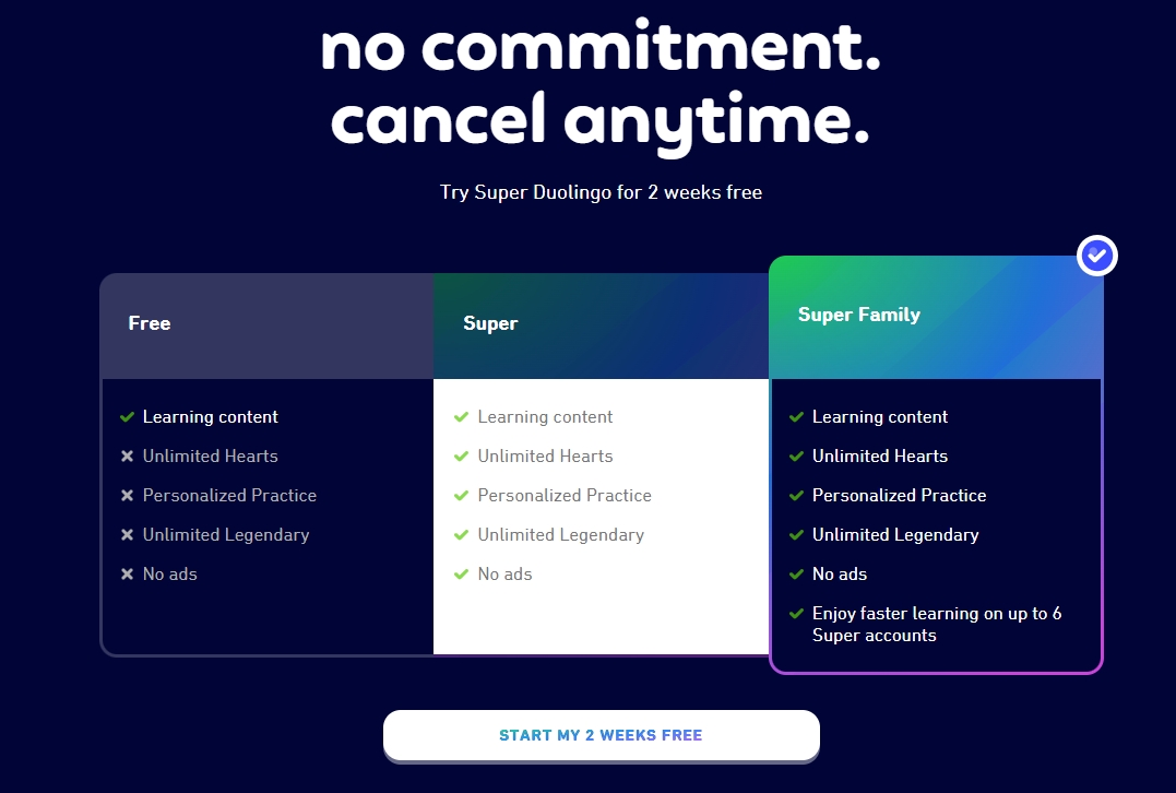 duolingo subscription plan