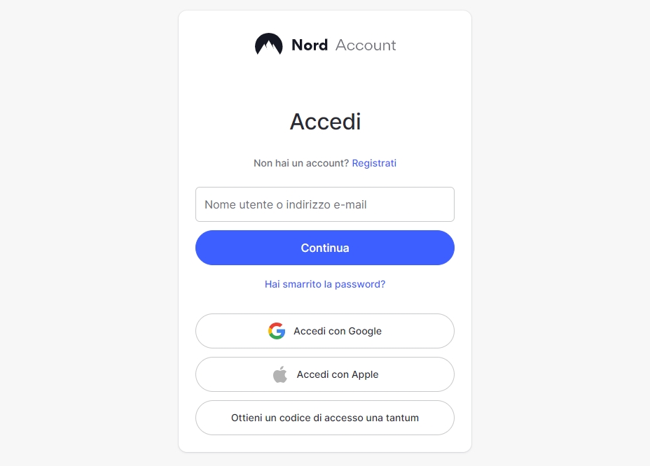 accedi all'account Nord