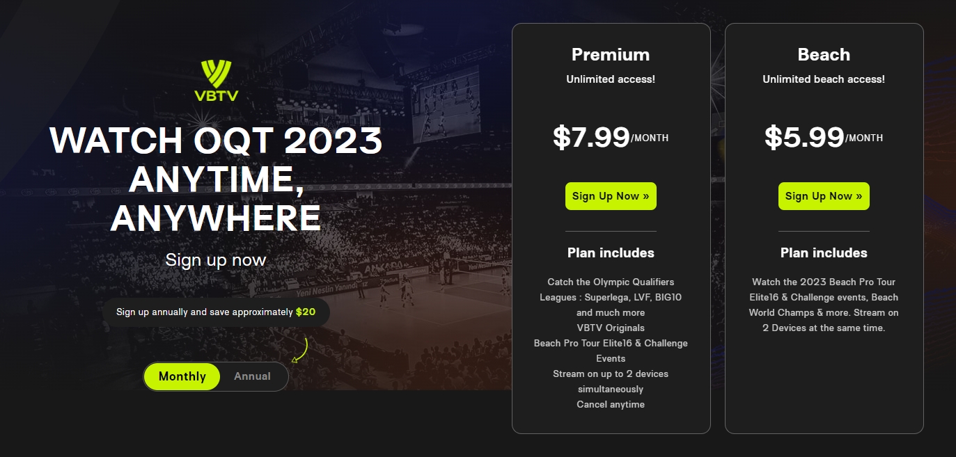 Volleyball World TV subscription plans