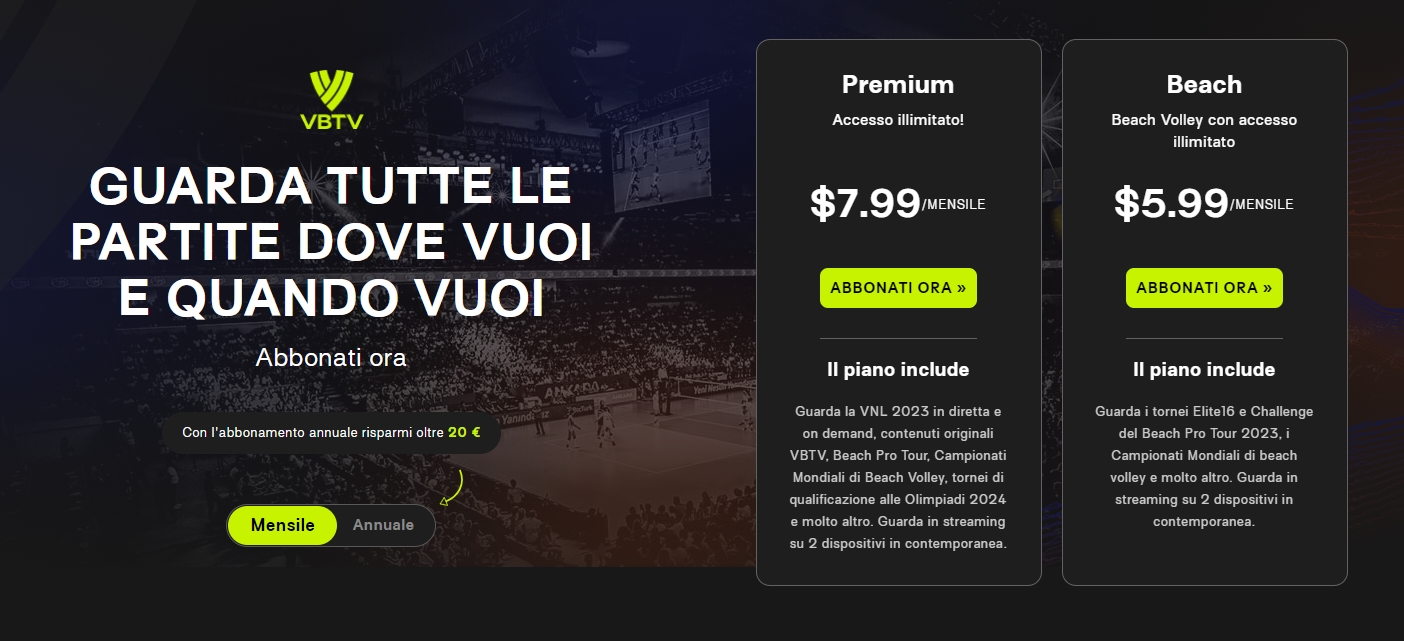 Piani di abbonamento a Volleyball World TV