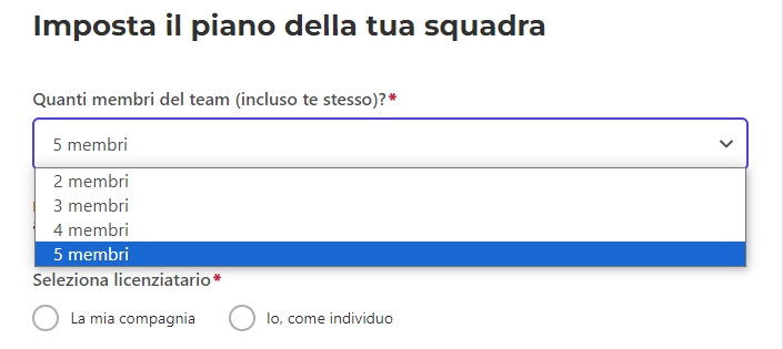 Passa al piano Envato Elements Teams