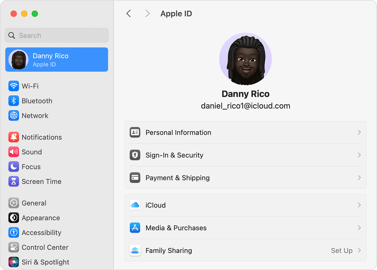set up family group on Mac with macOS Ventura or later