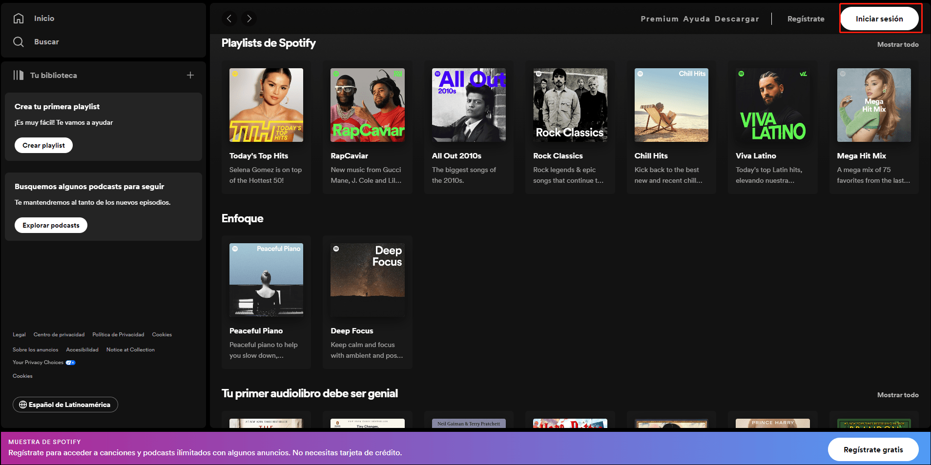 iniciar sesión en spotify