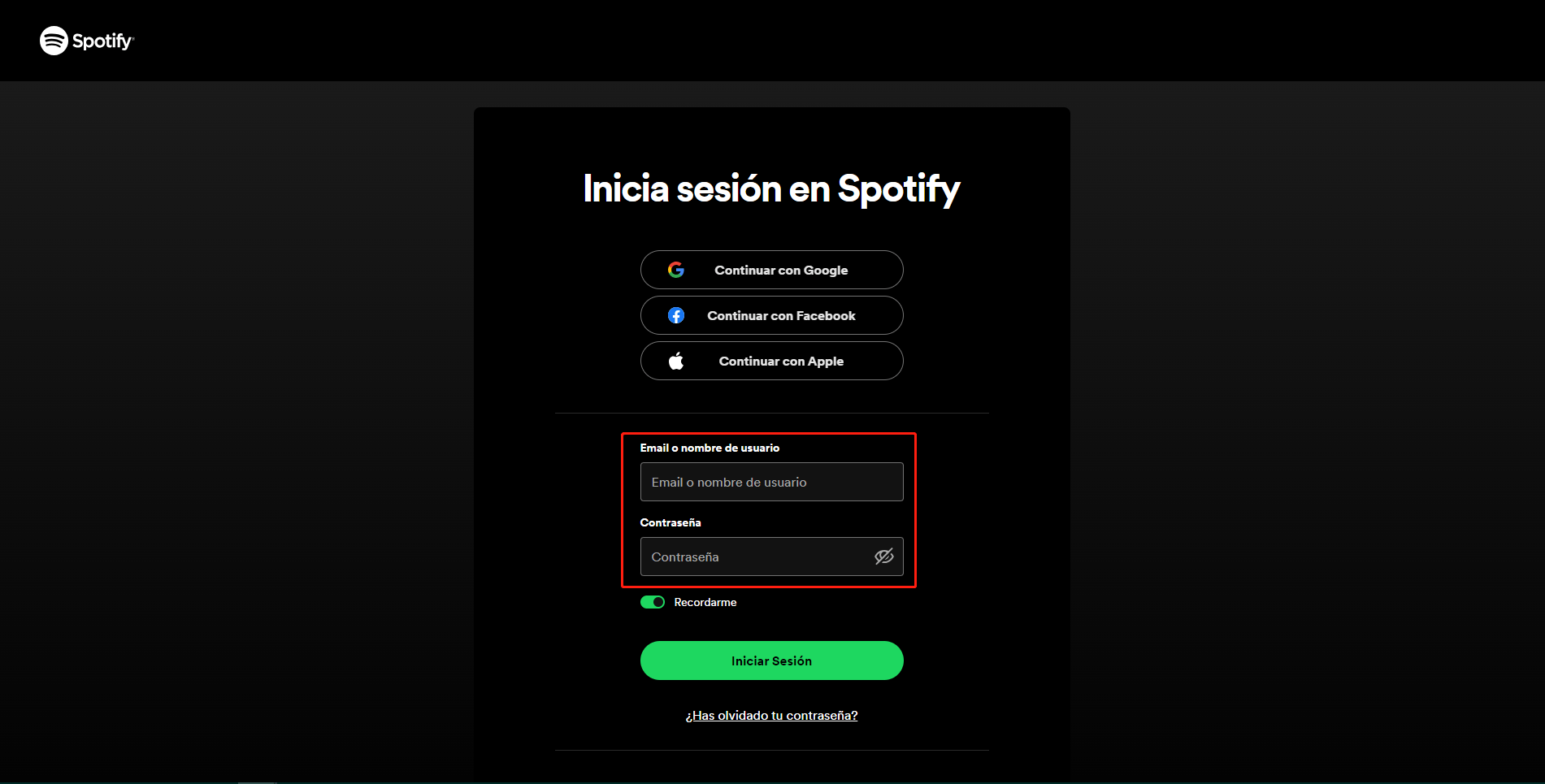 Spotify iniciar sesión en línea