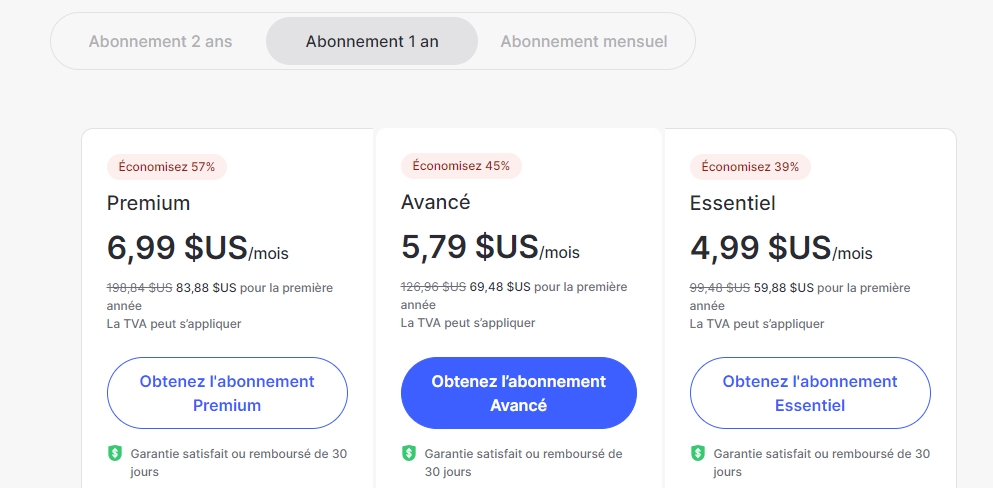 Forfait NordVPN d'un an