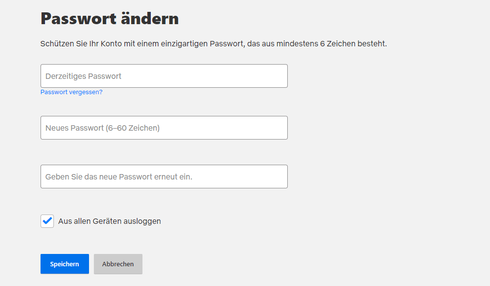 Legen Sie ein neues Passwort für Netflix fest