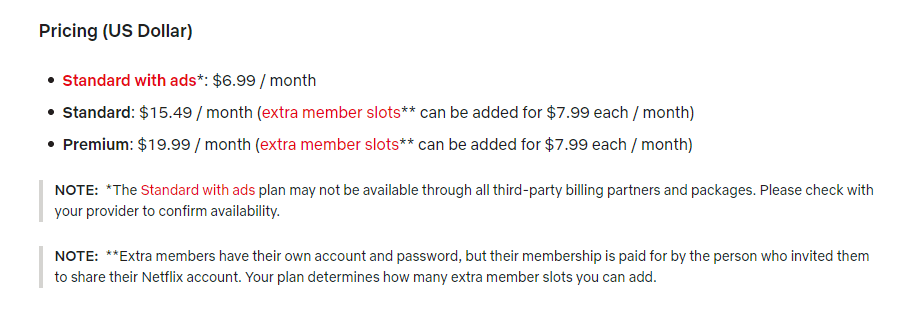 netflix subscription cost