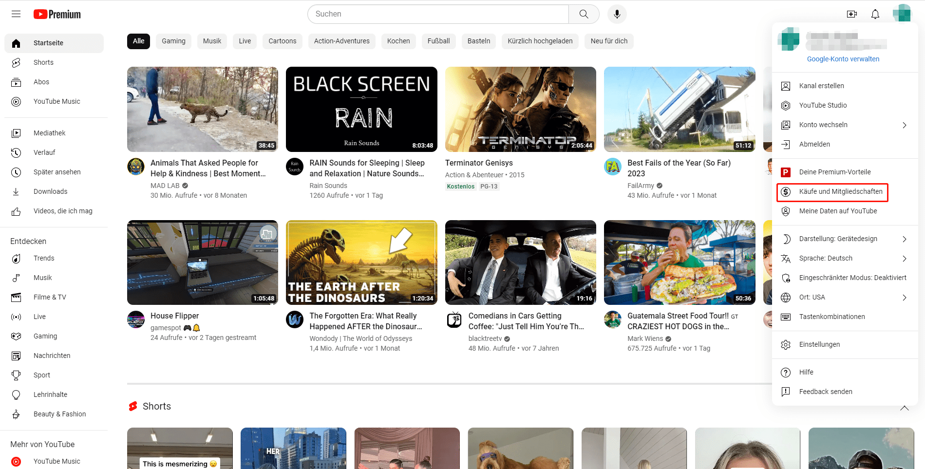 YouTube Premium Kauf und Mitgliedschaften