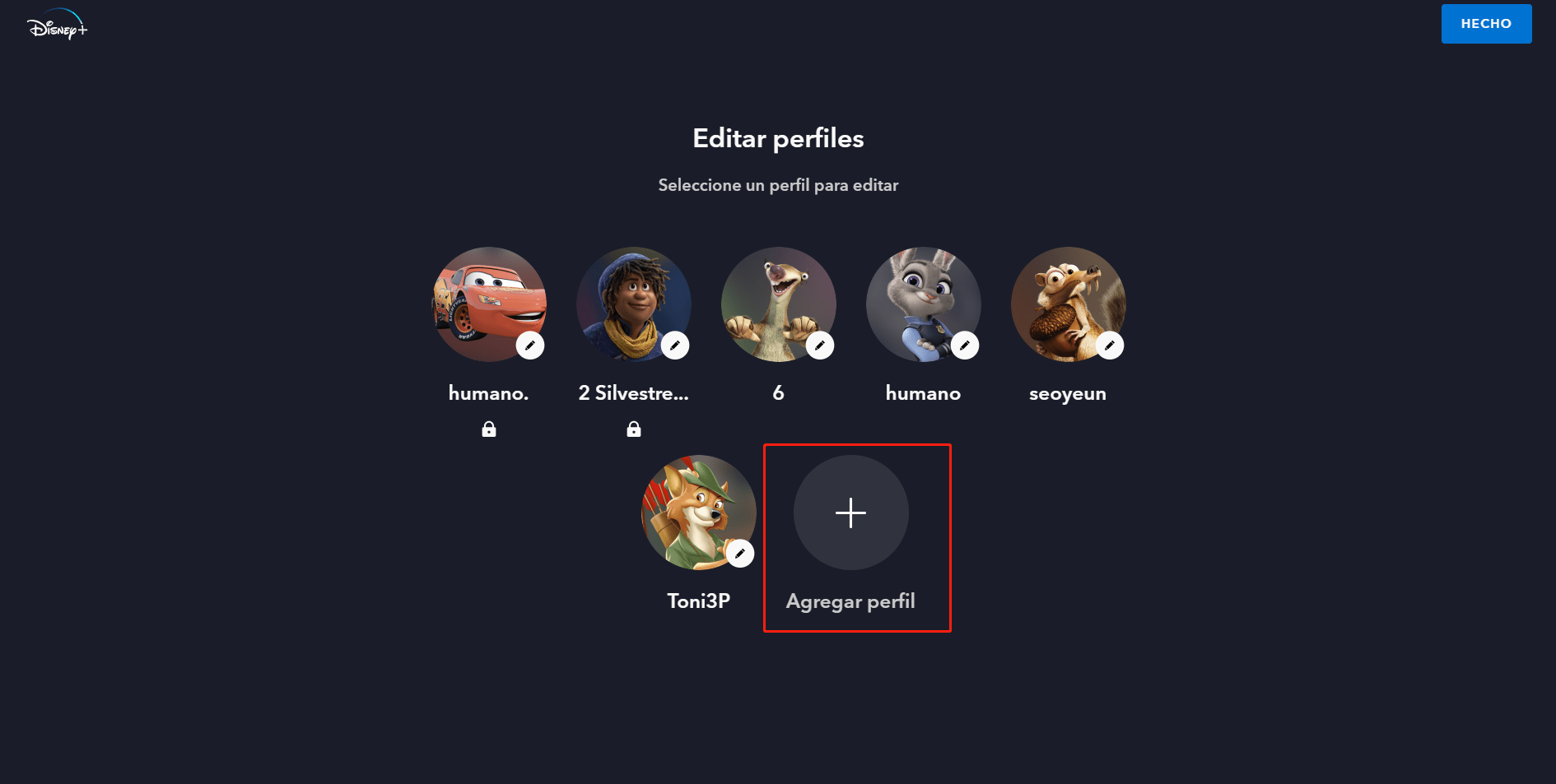 cómo añadir un perfil en disney plus