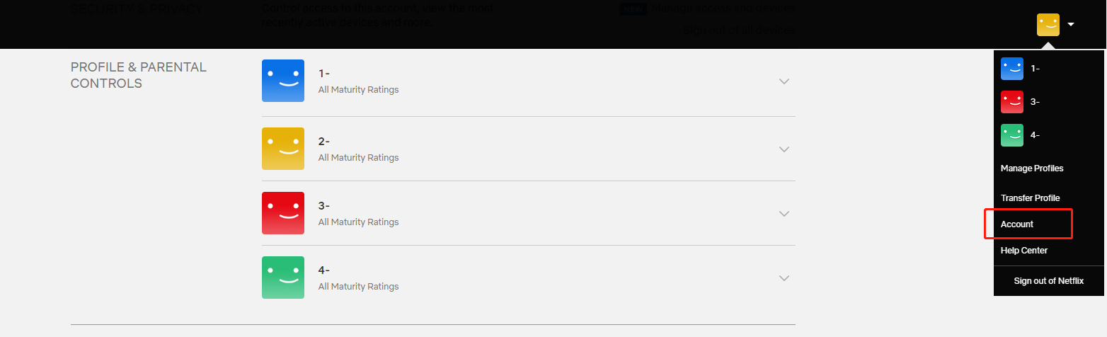 netflix profile & parental controls