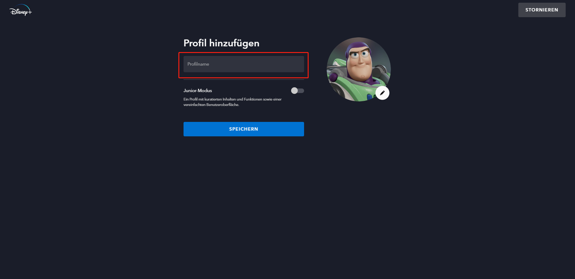 einen Profilnamen auf disney plus festlegen