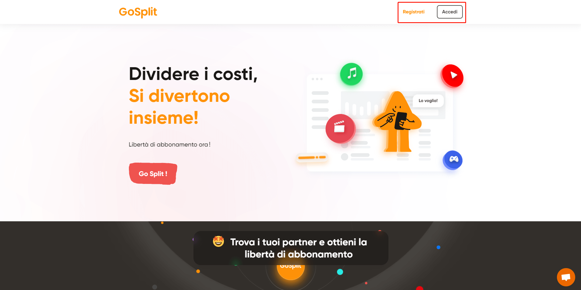 Registrati GoSplit