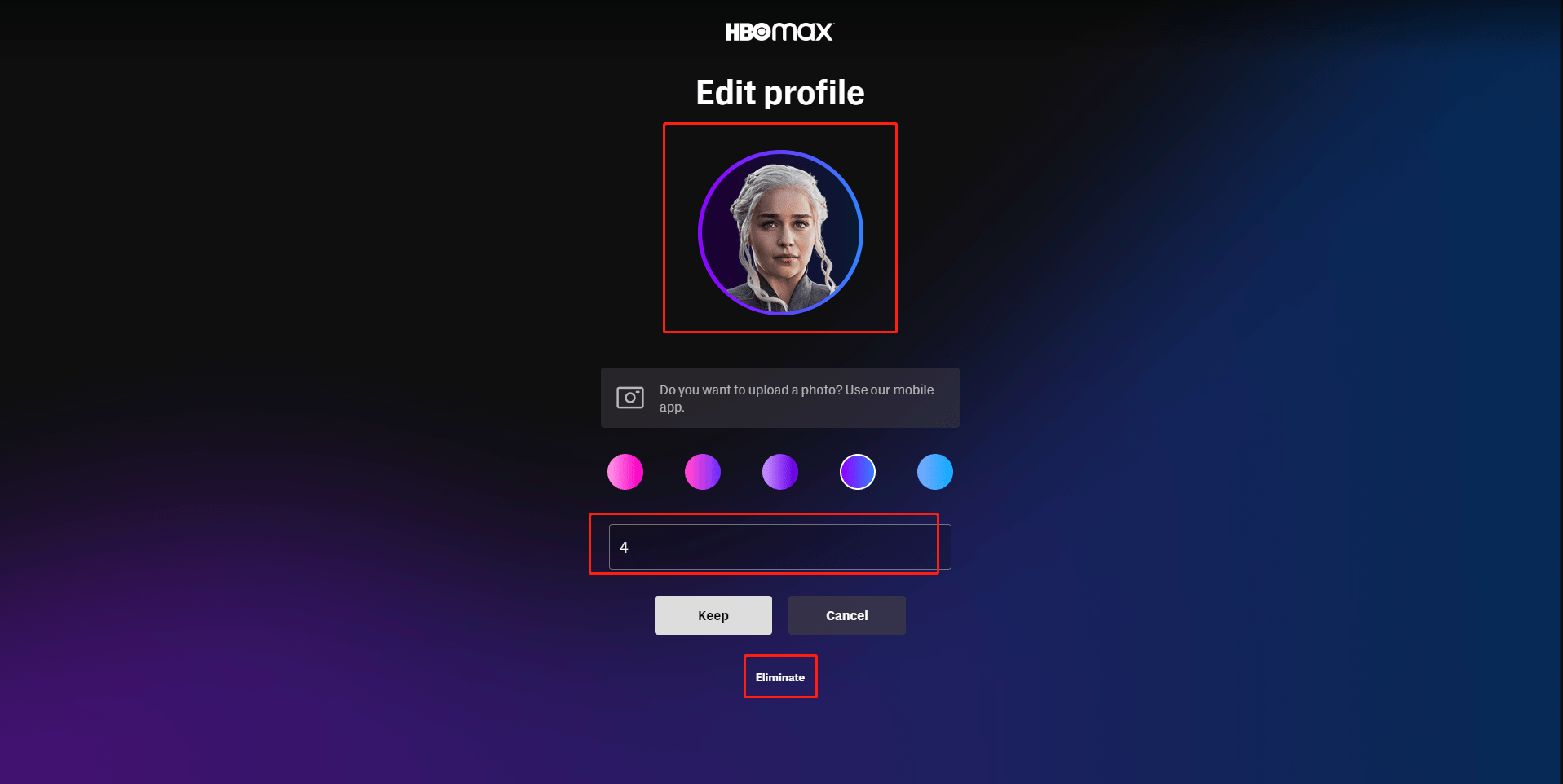 hbo max delete profile