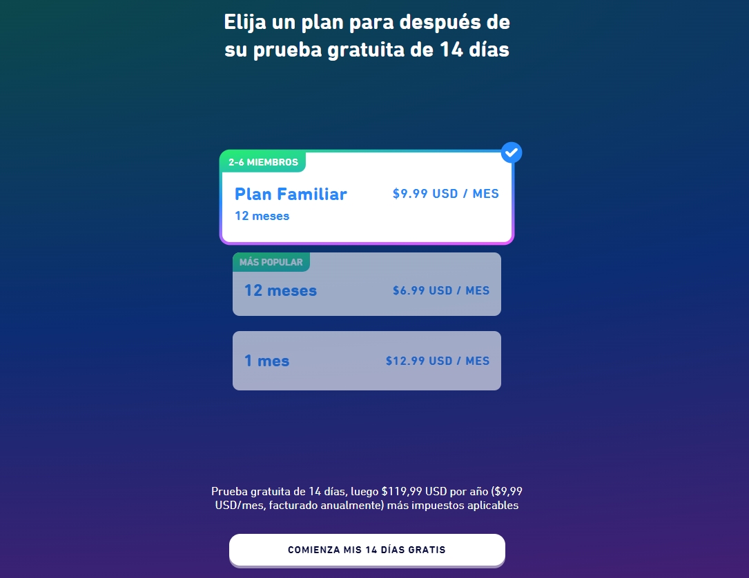 Costo súper familiar de Duolingo