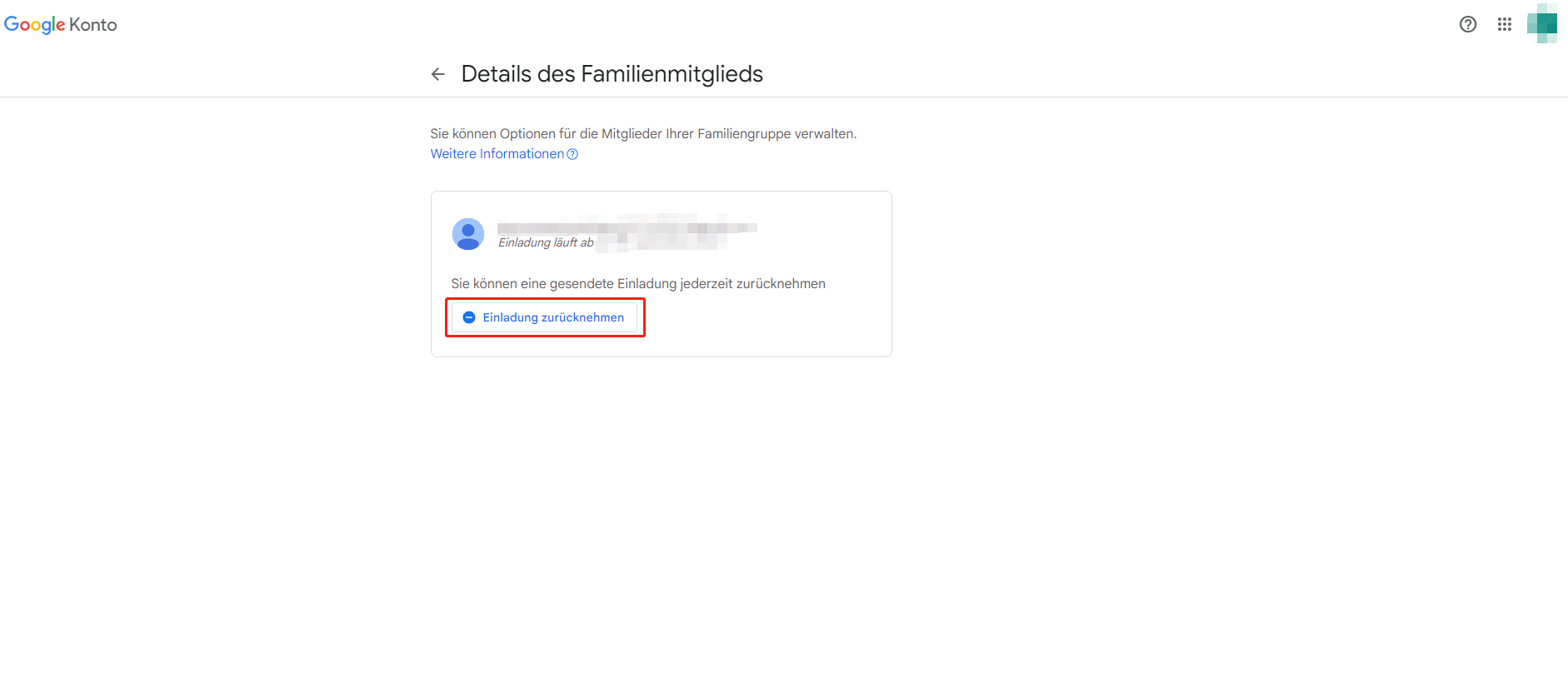 Familiengruppenmitglieder entfernen