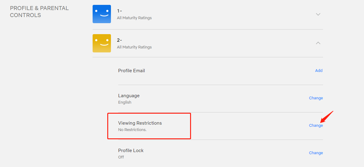 change Netflix viewing restrictions
