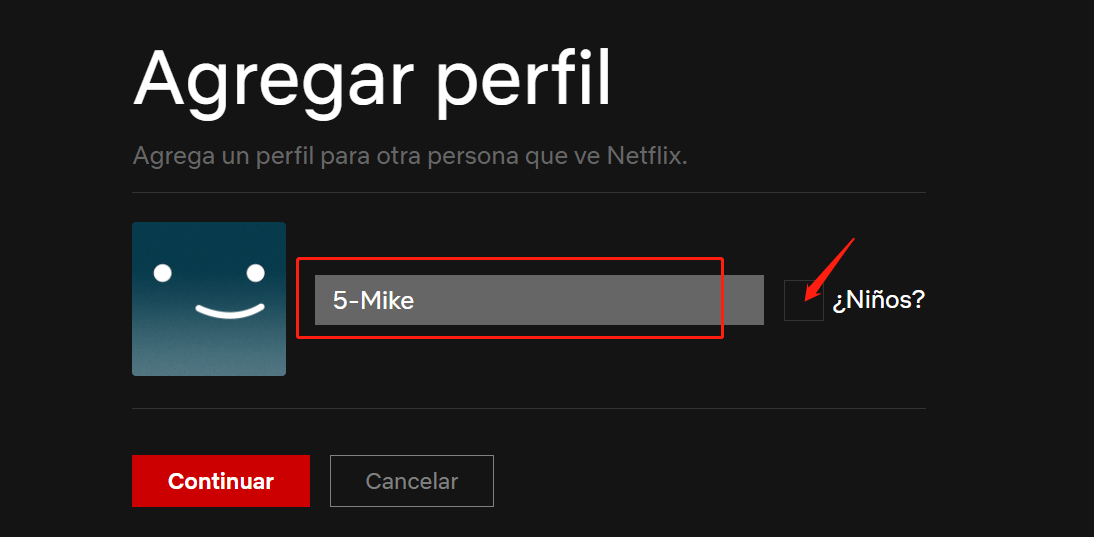 establecer el nombre del perfil de Netflix