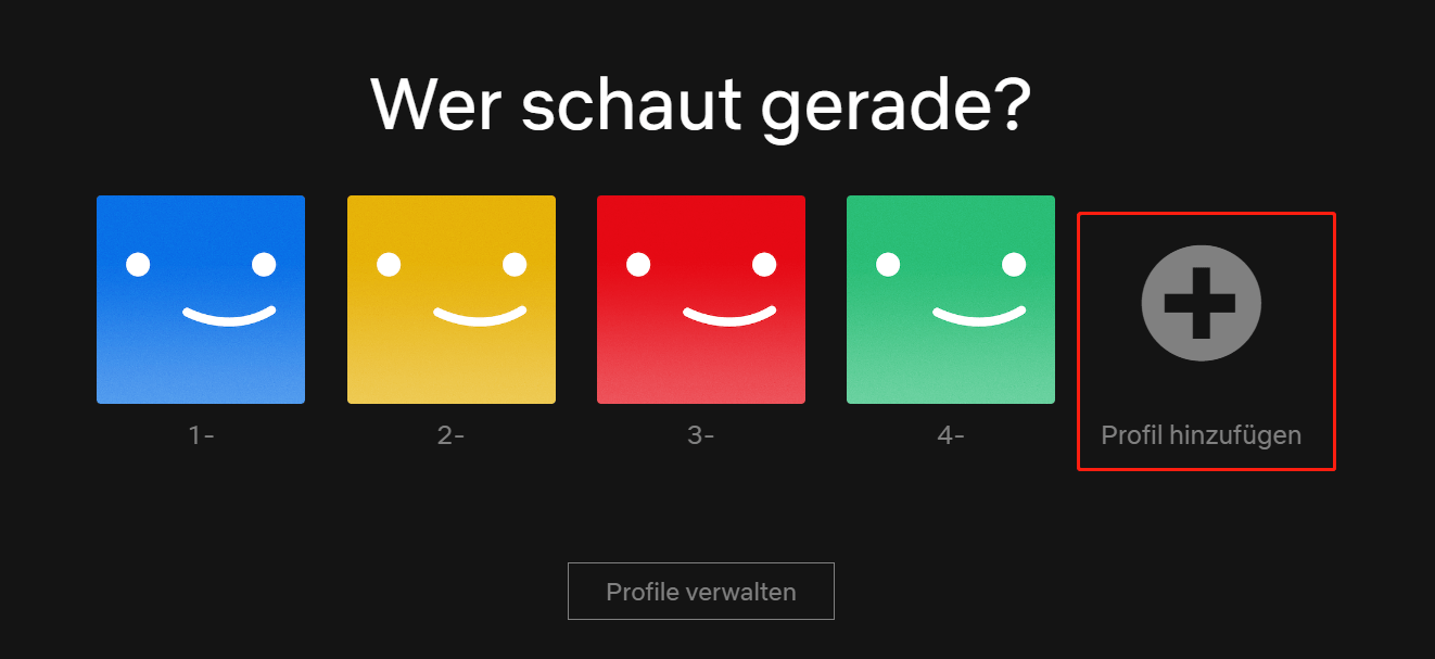 Netflix-Profil hinzufügen