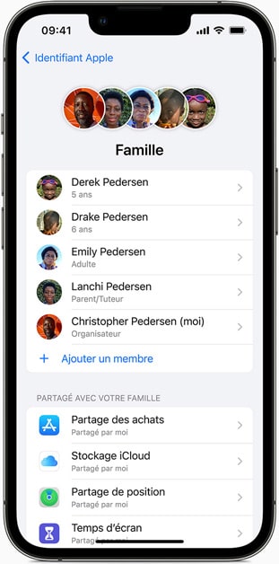 inviter des membres de la famille sur iPhone ou iPad avec iOS 15 ou version antérieure