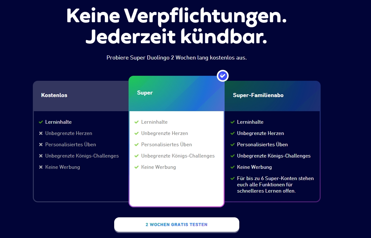 Duolingo-Abonnementplan