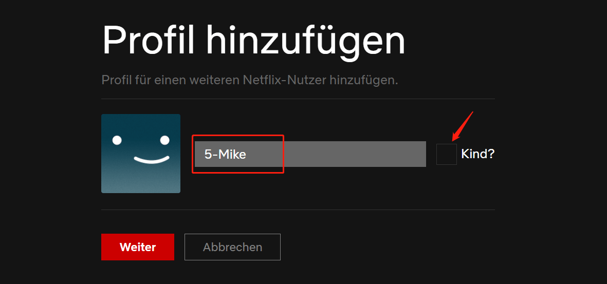 Legen Sie den Netflix-Profilnamen fest