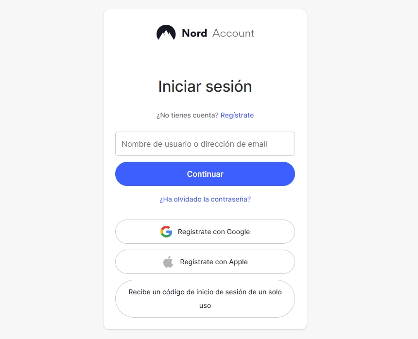 iniciar sesión en la cuenta Nord
