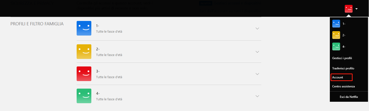 profilo netflix e controllo genitori