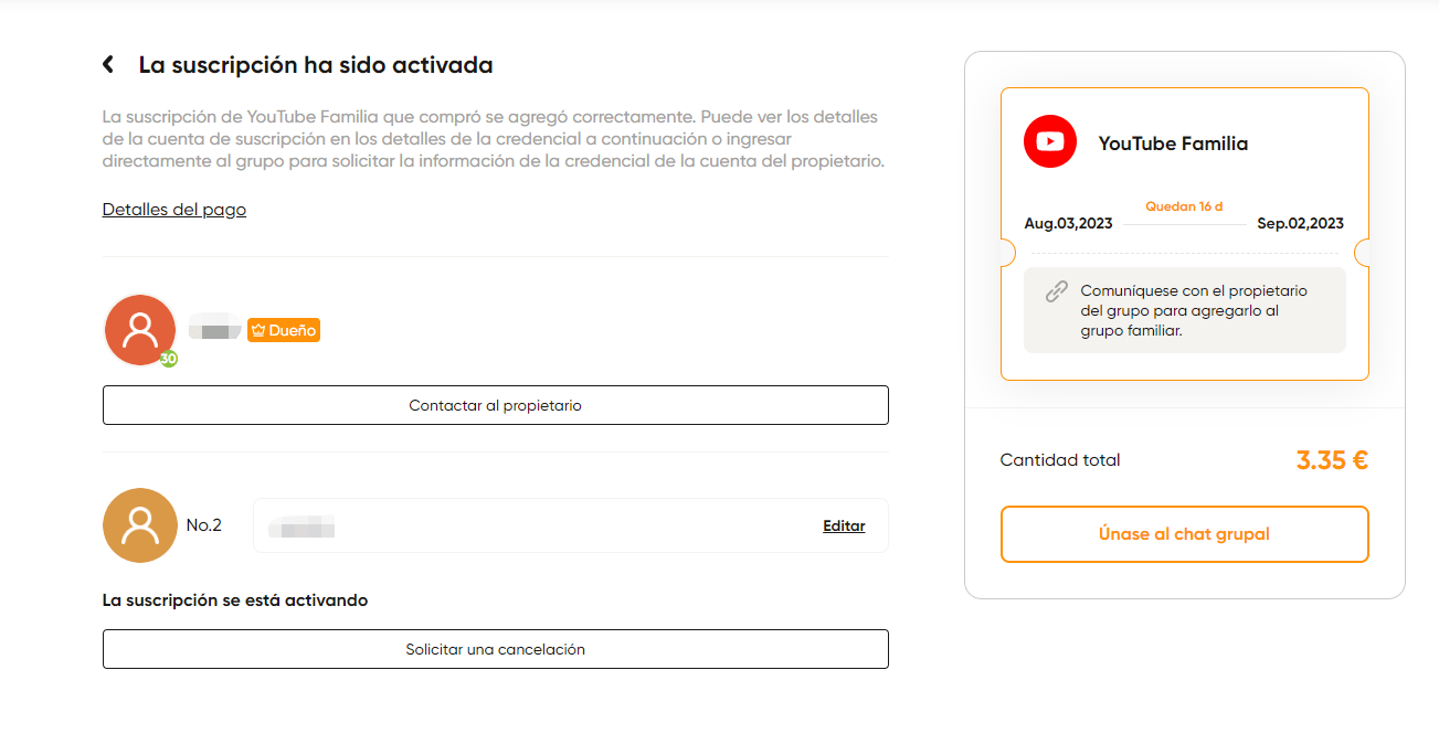 acceder a los datos de suscripción