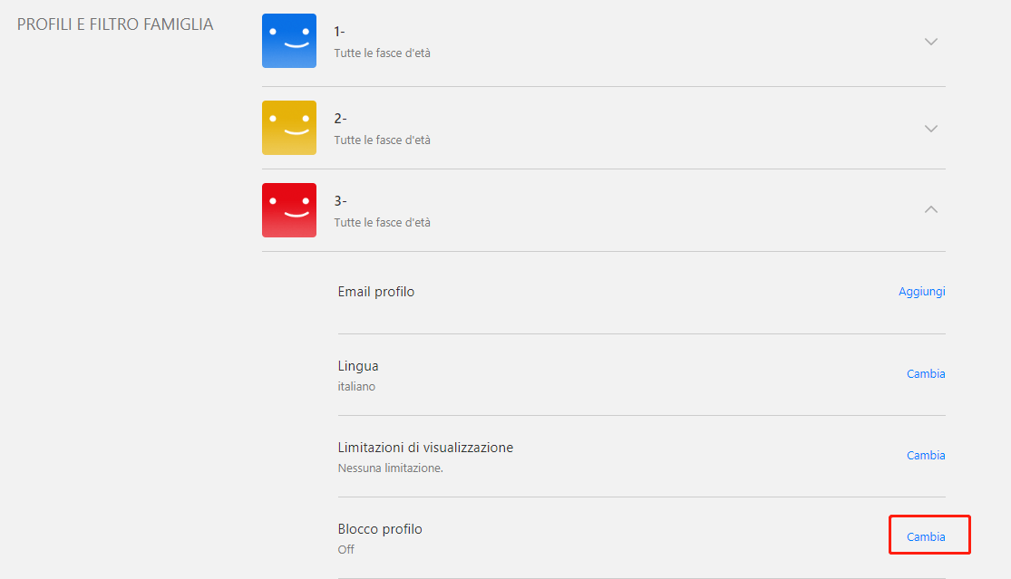 Blocco profilo Netflix