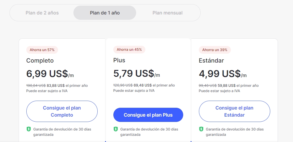 Plan NordVPN de 1 año