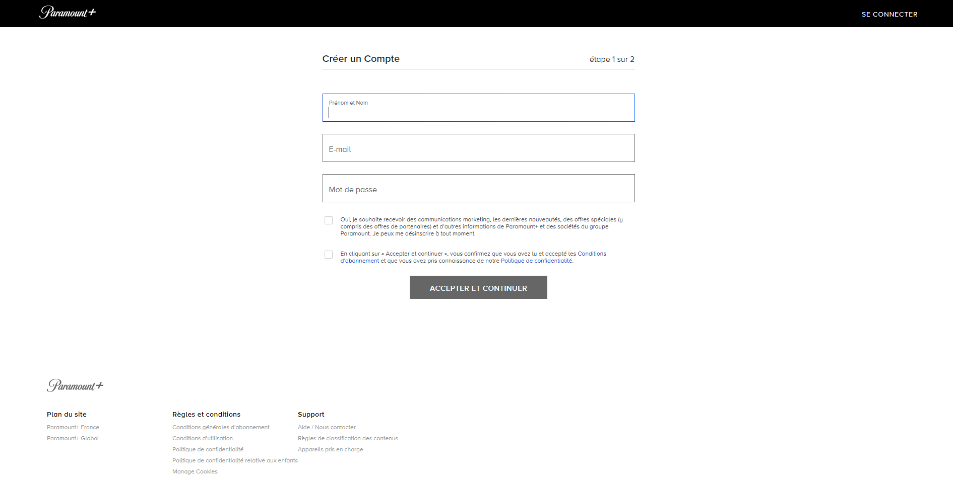 paramount plus connectez-vous par e-mail