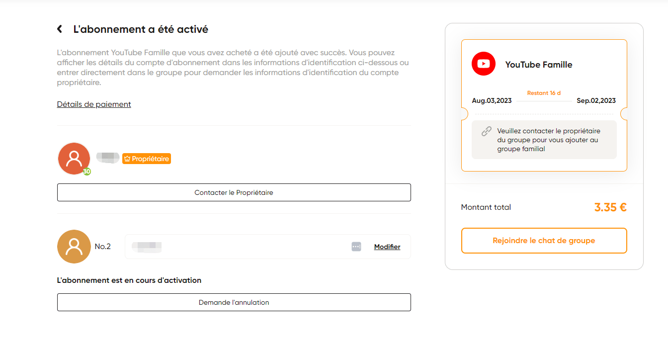 accéder aux détails de l'abonnement