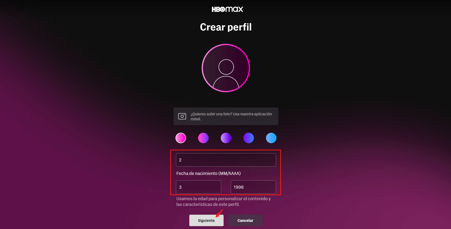 HBO MAX Crear perfil infantil
