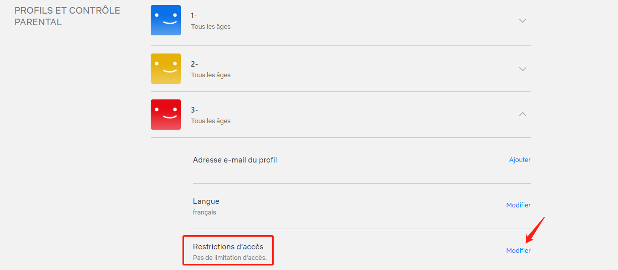 modifier les restrictions de visionnage de Netflix