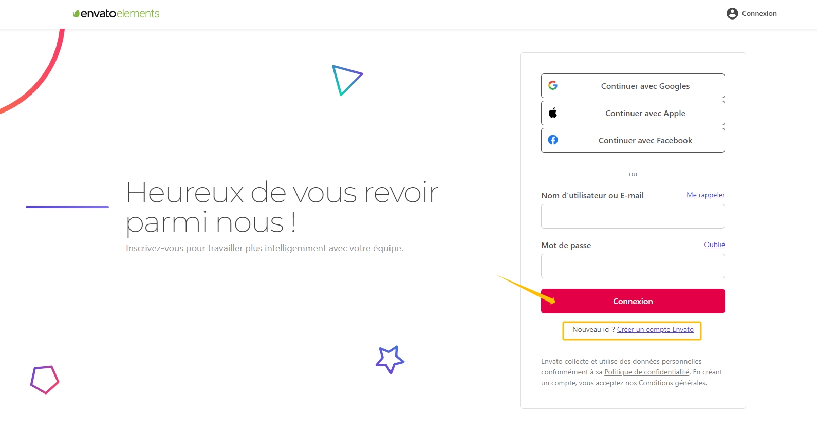 Connectez-vous à Envato Elements