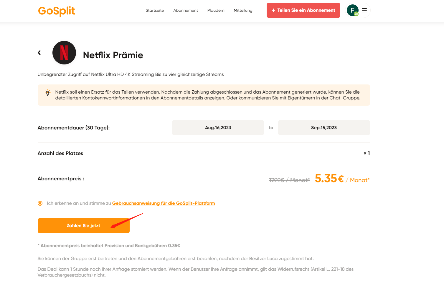 Gemeinsame Bezahlung des Netflix-Abos
