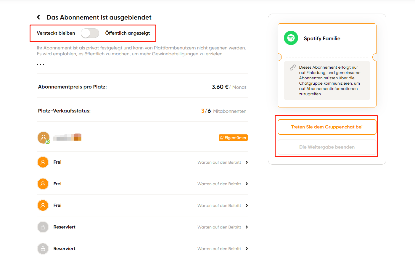 Spotify abonnement